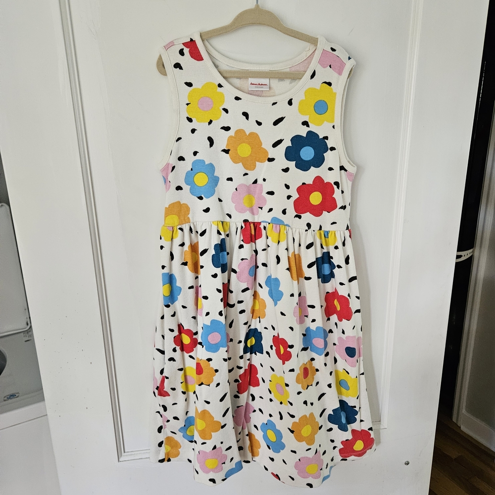 Hanna Andersson White Dress with Colorful Floral Print